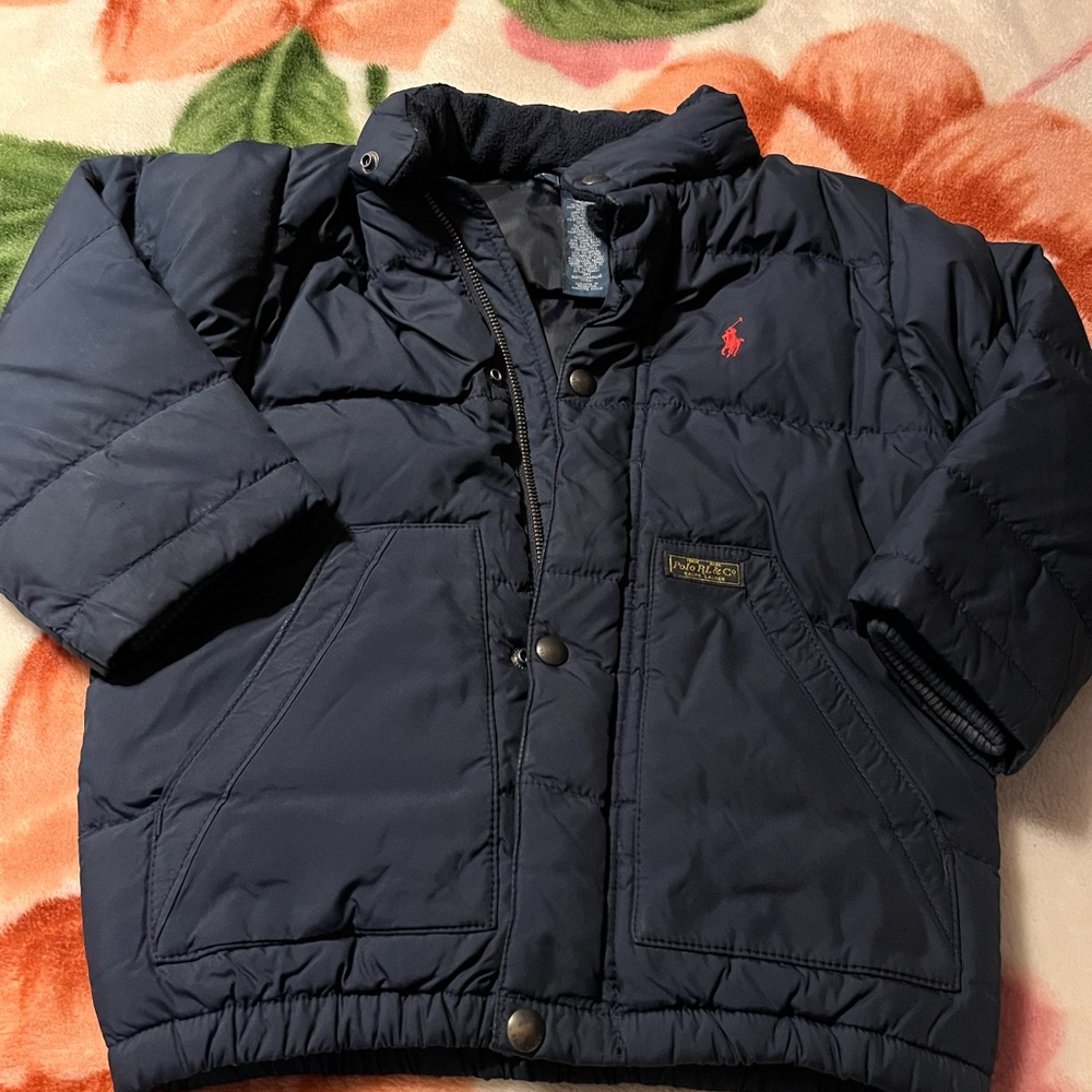 Polo by Ralph Lauren Blue Puffer Jacket with High Collar
